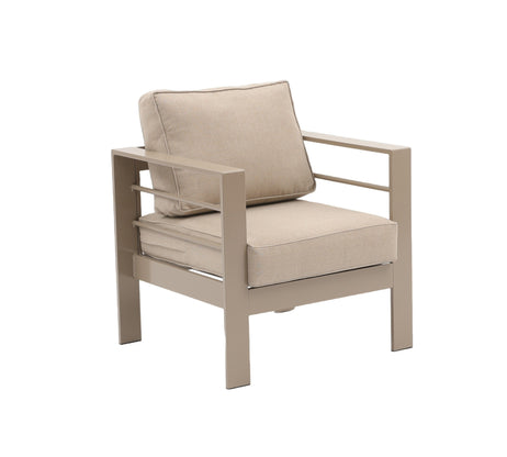 Aluminium Left Hand Corner Garden Sofa & Dining Set with Bench - Taupe / Natural
