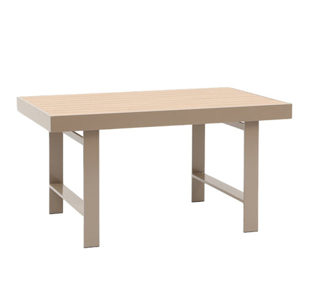 Aluminium Left Hand Corner Garden Sofa & Dining Set with Bench - Taupe / Natural