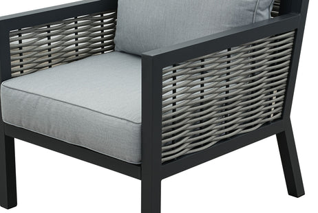 Porto Aluminium Corner Sofa, Chair, Bench with Ceramic Fire Pit Table Set in Light Grey