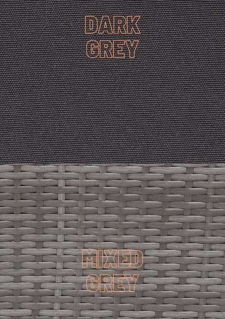 Kos Rattan Left Hand Corner Sofa, Rising Table, Stool & Bench - Mixed Grey / Dark
