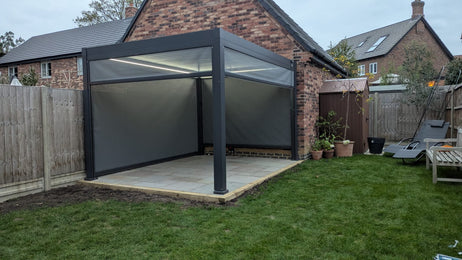 LuxShade™ 3x4m Aluminium Pergola with LEDs, Double-Layered Louvred Roof
