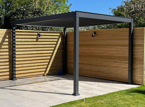 LuxShade™ 3x4m Aluminium Pergola with LEDs, Double-Layered Louvred Roof