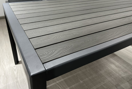 Aluminium Left Hand Corner Garden Sofa & Dining Set with Bench - Dark Grey