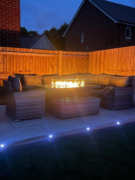 Icon Luxury Rattan Right Hand Corner Sofa Chair Bench and Fire Pit Table - Dark Grey