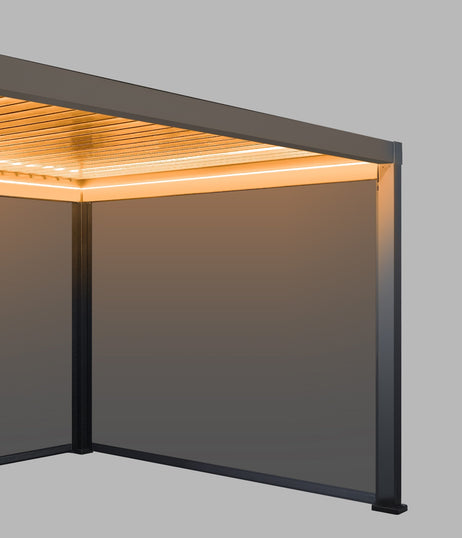 MotaShade™ 3x3m Motorised Aluminium Pergola - Double-Layer Louvers, LEDs & 3 Windscreens